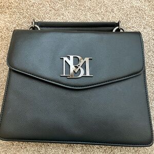 Badgley Mischka Black‎ Clutch with Silver Logo and Handle